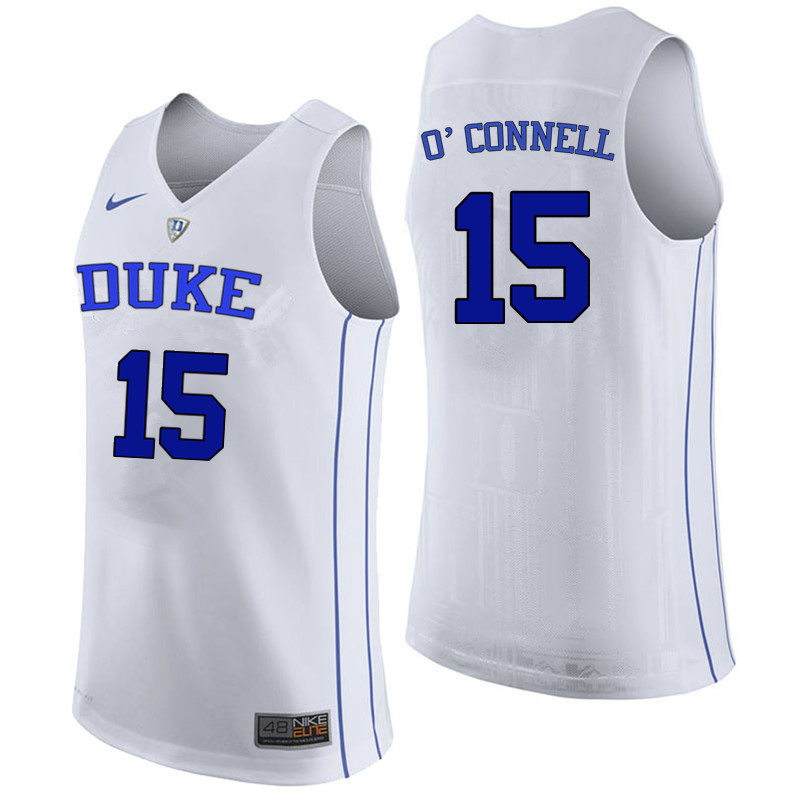 Duke Blue Devils #15 Alex O'Connell College Basketball Jerseys Sale-White